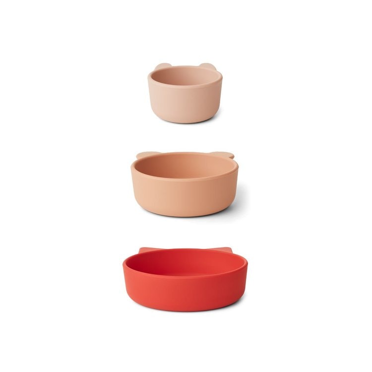 Liewood, 3-pack silicone snack bowl for children, Eddie apple red 