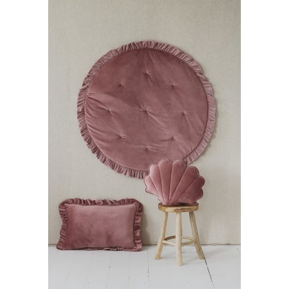 Moi Mili, round play mat with flounce in velvet, dirty pink