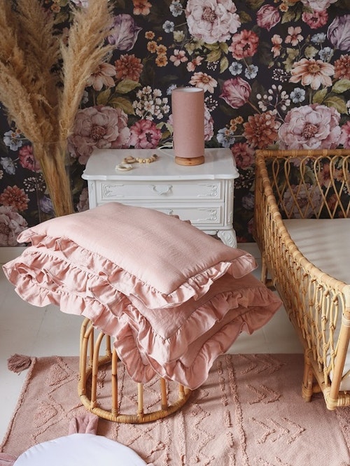 Lamps&Company, Pink linen bed set 100x135 cm with filling, cot