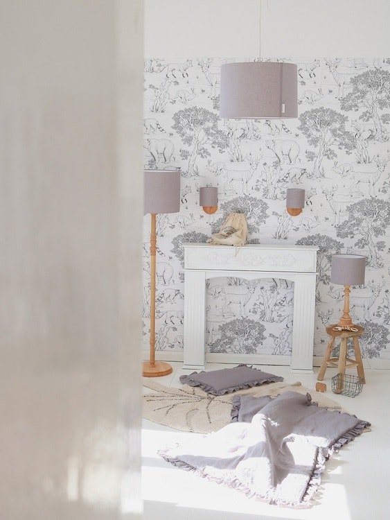 Lamps&Company, Grey linen ceiling lamp for the children's room 