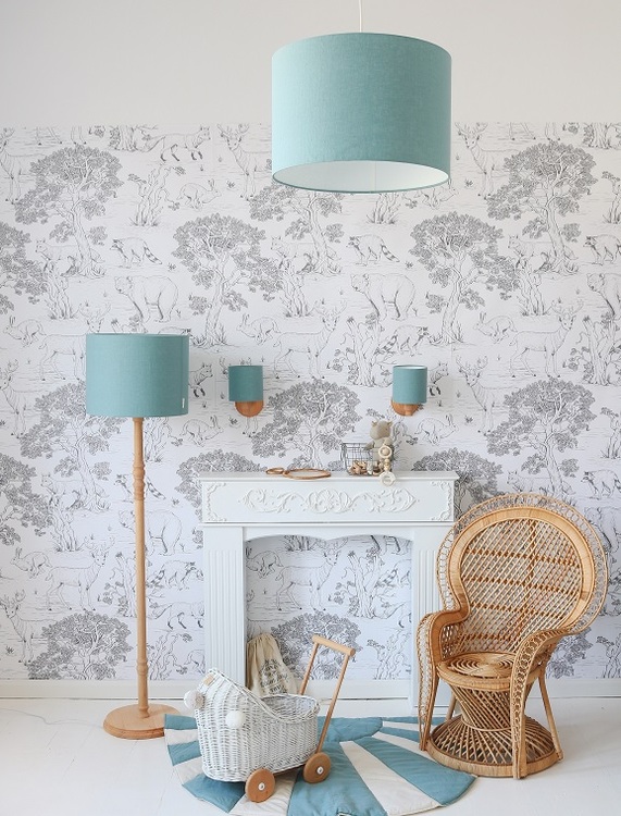 Lamps&Company, Blue linen ceiling lamp for the children's room 