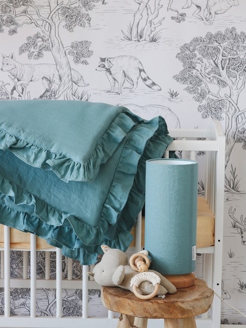 Lamps&Company, Blue linen bed set 100x135 cm with filling, cot
