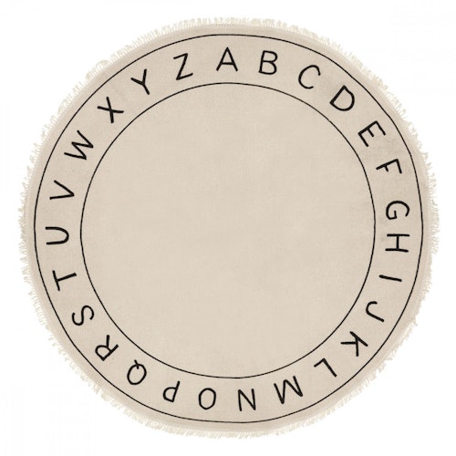 Round carpet for the children's room, abc natural / black