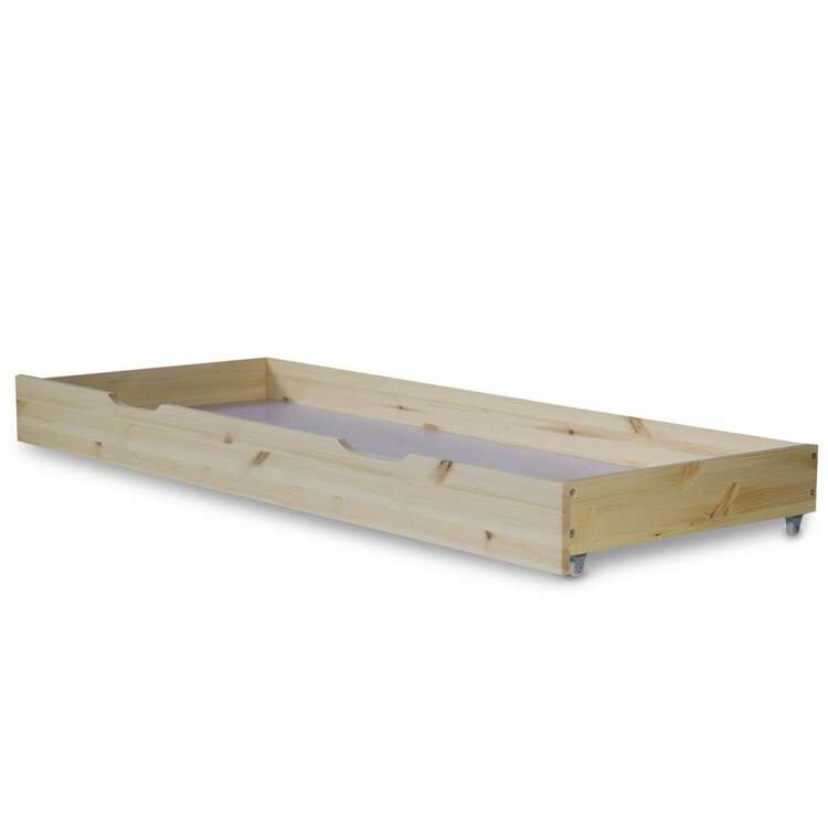 Natural bed drawer on wheels 