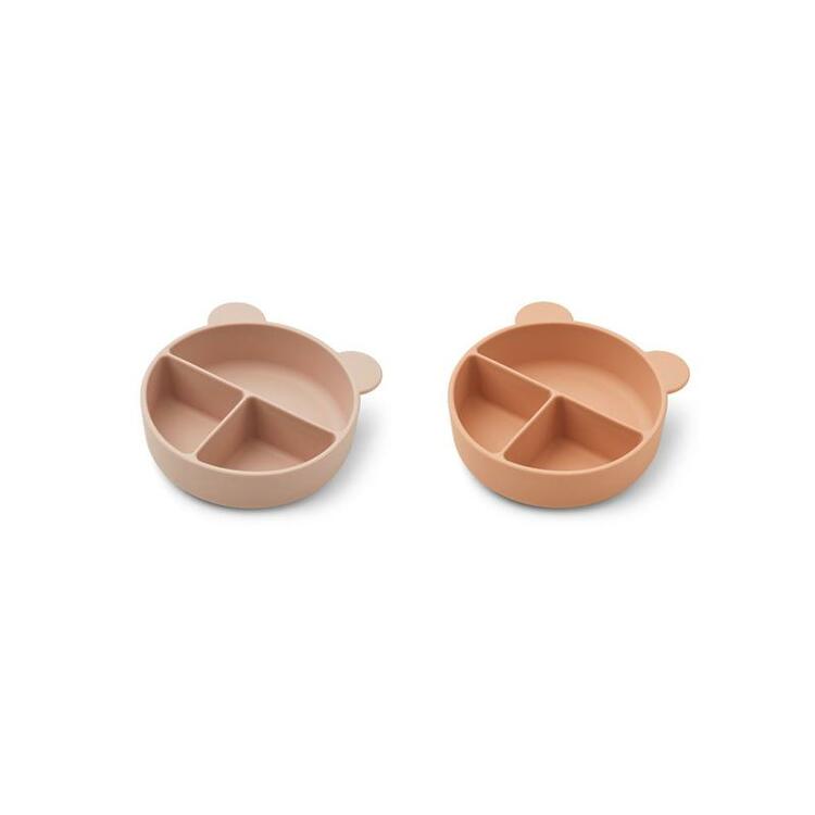 Liewood, Connie 2-pack silicone bowl with compartment, Rose mix 