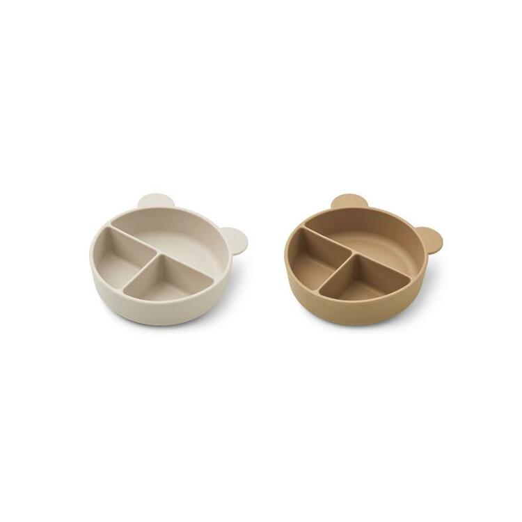 Liewood, Connie 2-pack silicone bowl with compartment, Sandy mix 