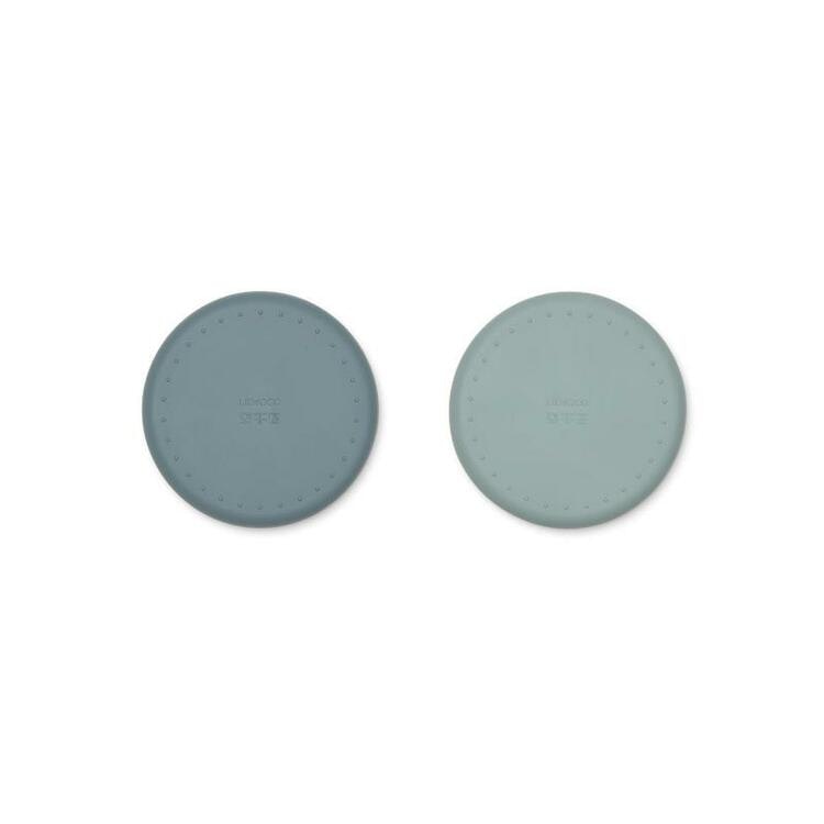 Liewood, Harvey 2-pack silicone plate with compartment, Whale blue mix 