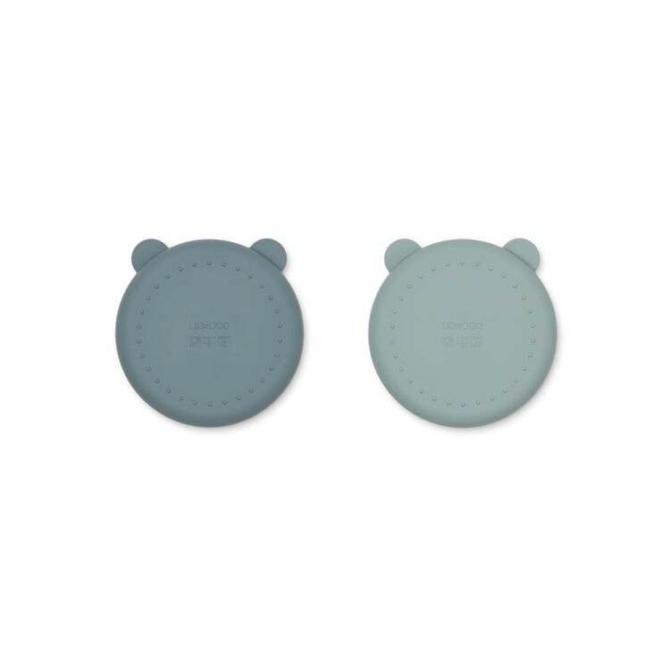 Liewood, Merrick 2-pack silicone plate with compartment, Whale blue mix 