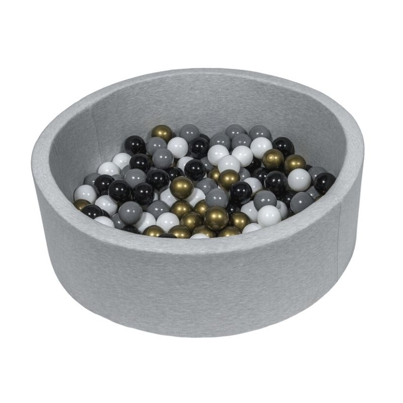 Light grey ball pit BASIC, 90x30 with balls (gold, grey, black, white) 