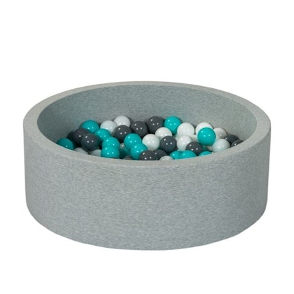 Light grey ball pit BASIC, 90x30 with balls (turquoise, grey, white)
