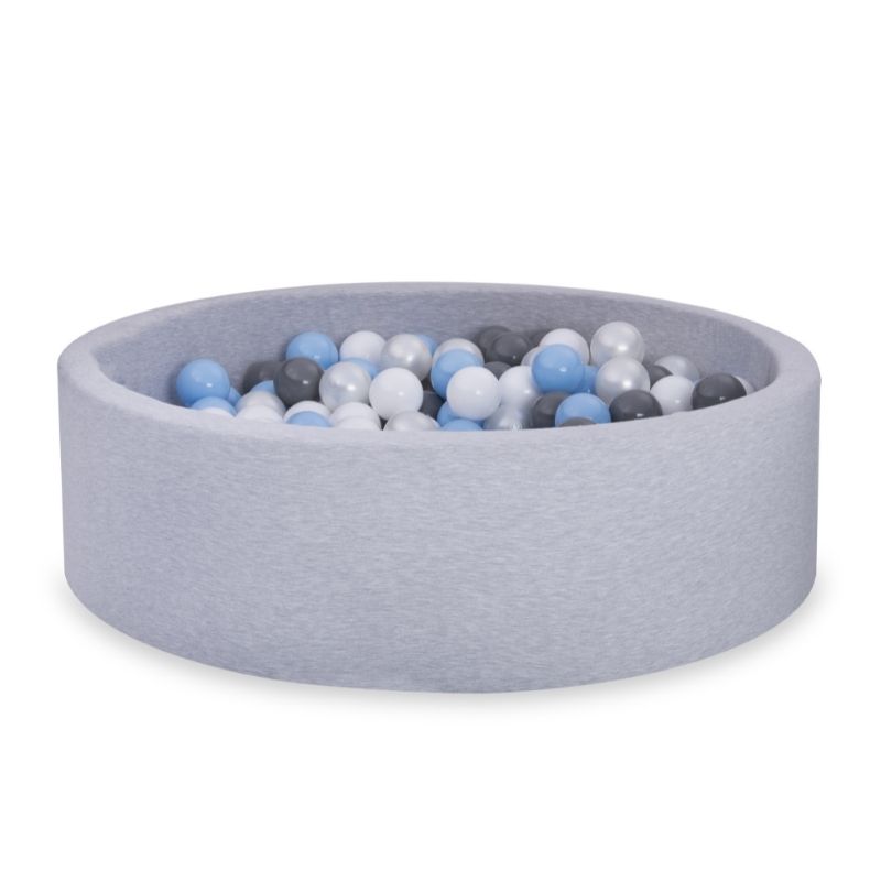 Ljusgrå bollhav BASIC, 90x30 med bollar (baby blå, grå, pearl,vit) 