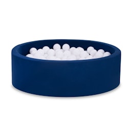 Mörkblå bollhav BASIC, 90x30 med vita bollar
