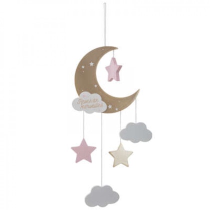 Wall decoration gold/pink moon