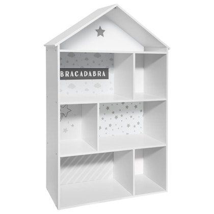 Dollhouse house shelf, white/grey