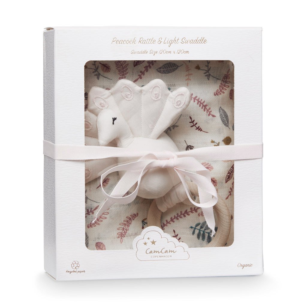 Cam Cam, gift set with pacifier blanket and rattle, Rose 