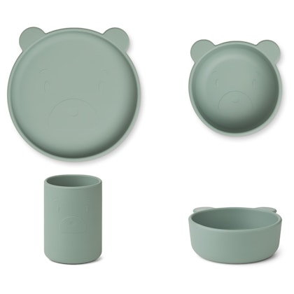 Liewood, Cyrus silicone tableware 3 pieces, Mr Bear peppermint