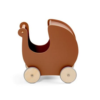 Sebra,  wooden doll pram in dark amber