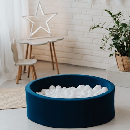 Dark blue ball pit BASIC, 90x30 with white balls