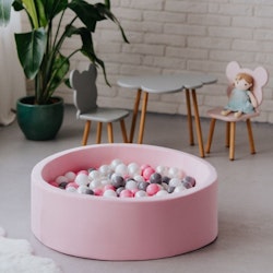 Rosa bollhav BASIC, 90x30 med bollar (grå,rosa,pearl,vit)