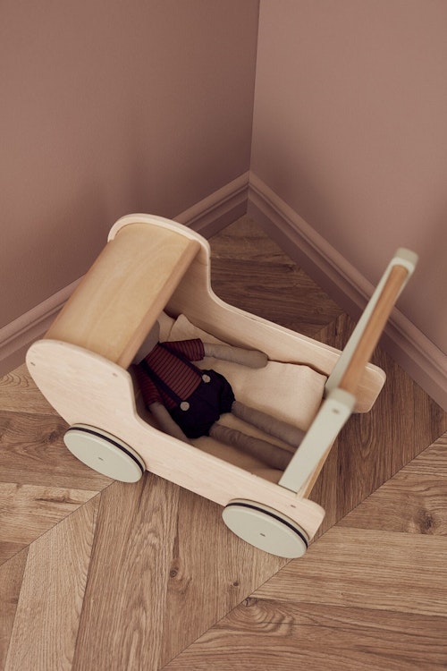 Kid's Concept, Doll pram with bed set natural / green
