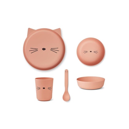 Liewood, Brody tableware 4 pieces, Cat rose blush