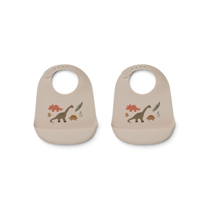 Liewood, Tilda Silicone bib 2-pack, Dino dark sandy mix