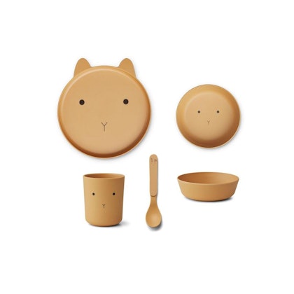 Liewood, Brody tableware 4 pieces, Rabbit yellow mellow