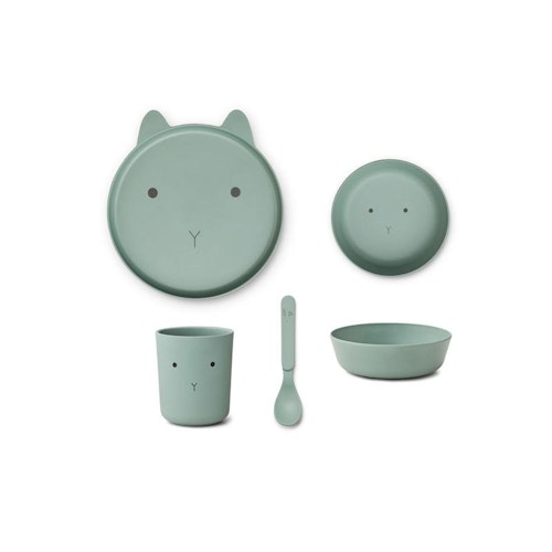 Liewood, Brody tableware 4 pieces, Rabbit peppermint