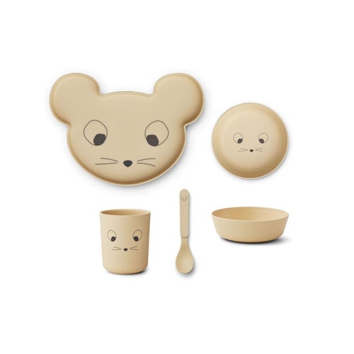 Liewood, Brody tableware 4 pieces, Mouse wheat yellow