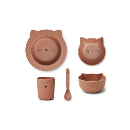 Liewood, Joana tableware 4 pieces, Cat tuscany rose