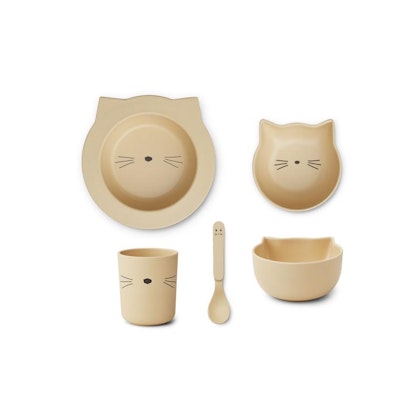 Liewood, Joana tableware 4 pieces, Cat wheat yellow