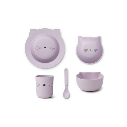 Liewood, Joana tableware 4 pieces, Cat light lavender