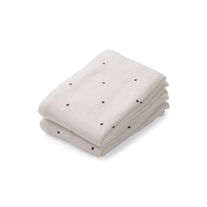 Liewood, Lewis cuddly blanket set of 2, Classic dot creme de la creme