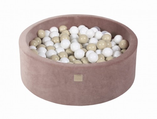 Meow, beige velvet ball pit with 200 balls, (white, beige) 