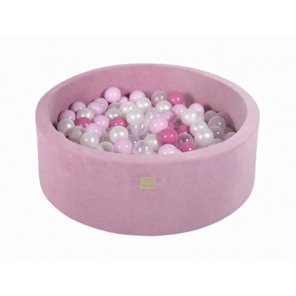 Meow, pink velvet ball pit with 200 balls, (pearl, transparent, pink, light pink)