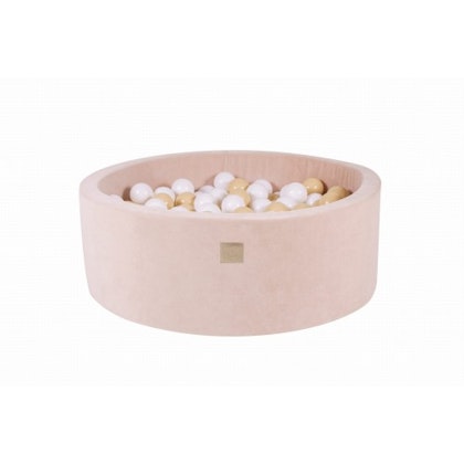 Meow, ecru velvet ball pit with 200 balls, (white, beige)