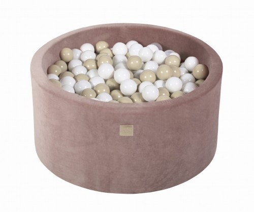 Meow, beige velvet ball pit with 300 balls, (white, beige) 