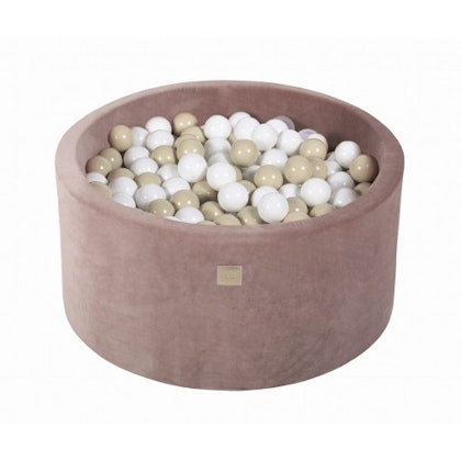 Meow, beige velvet ball pit with 300 balls, (white, beige)