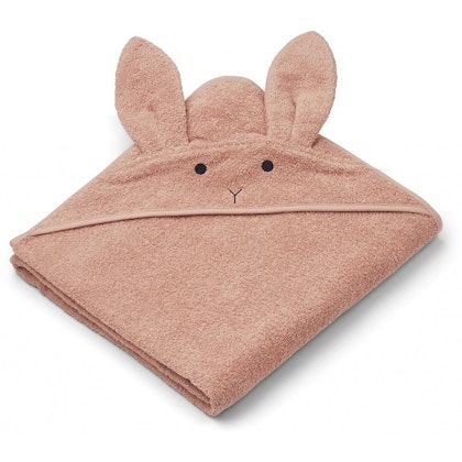 Liewood hooded towel, Augusta Rabbit dusty coral