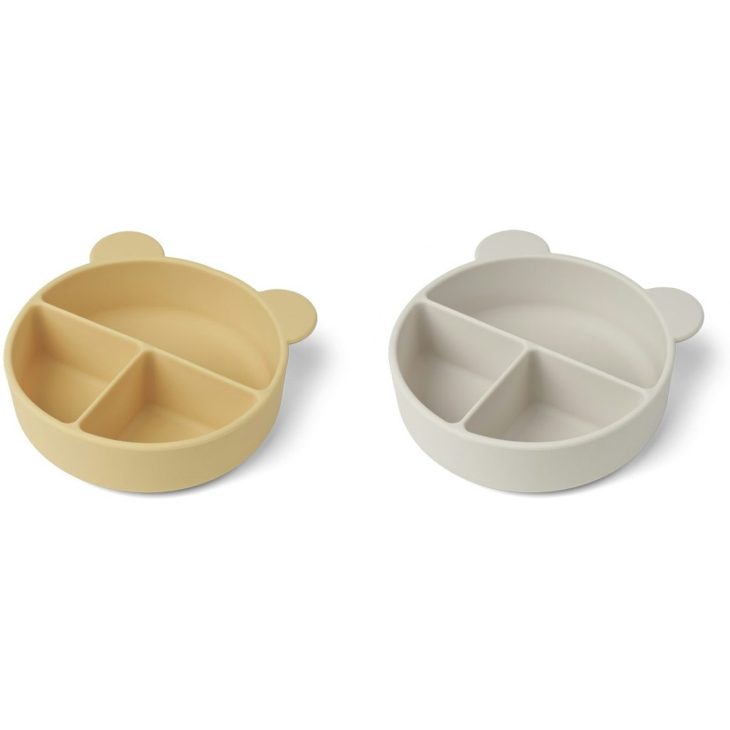 Liewood, Connie 2-pack silicone bowl with compartment, Jojoba sea shell mix 