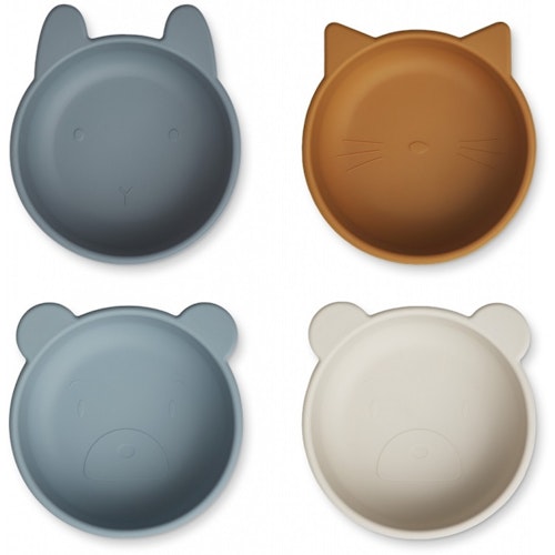 Liewood, 4-pack silicone snack bowl, Iggy Whale Blue multi mix