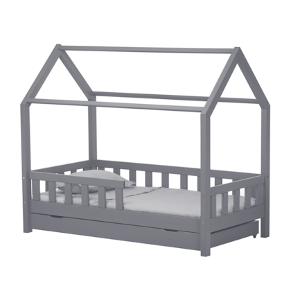 Grey junior house bed 80x160 with a storage box