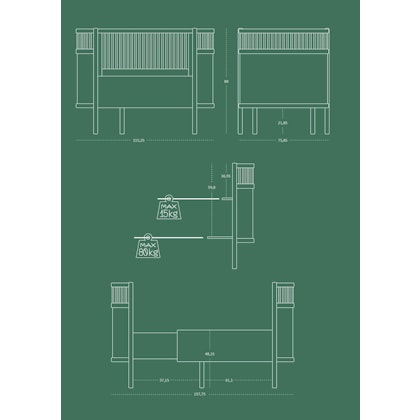 Sebra children's bed cot & Junior Bed Kili, White