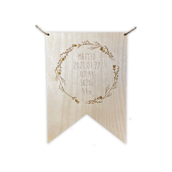 Birth pennant in wood