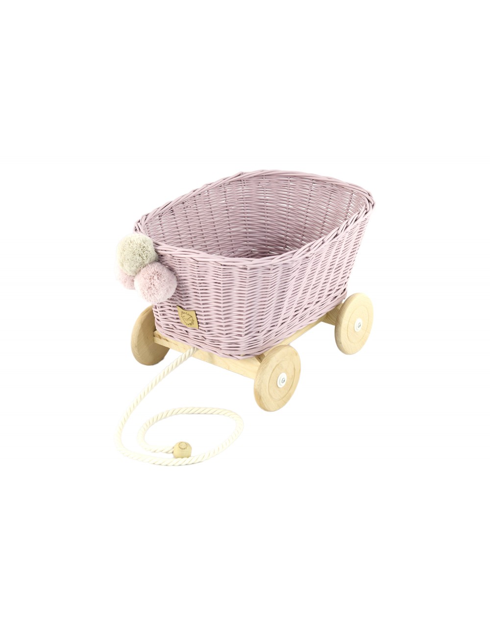 Lilu, leksakslåda i rotting på hjul, dusty pink 