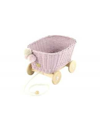 Lilu, leksakslåda i rotting på hjul, dusty pink