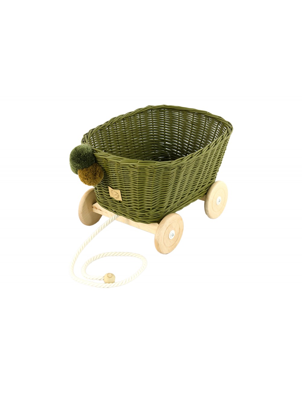 Lilu, rattan pull cart, olive 