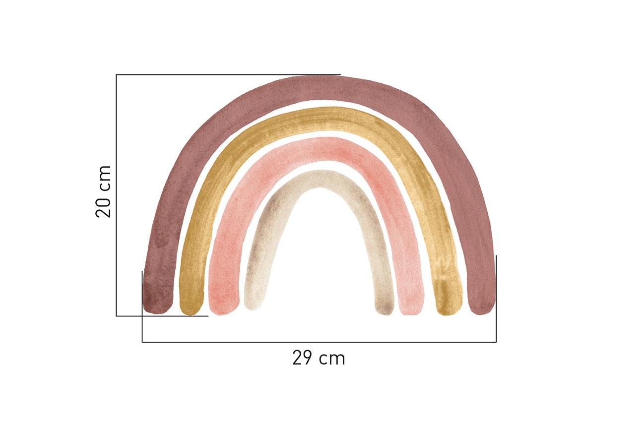 Babylove, little dusty pink rainbow, väggklistermärke 12 st Mått på klistermärke