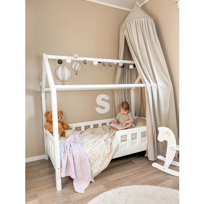 White junior house bed 80x160 with foam mattress