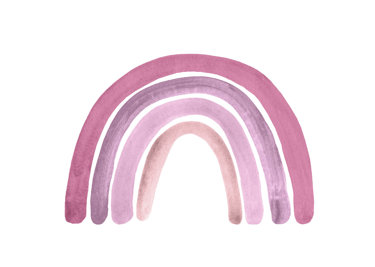 Babylove, little pink rainbow, väggklistermärke 12 st Väggklistermärke i form av en rosa regnbåge